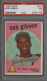 1959 Topps #514 Bob Gibson Rookie Card - PSA NM 7